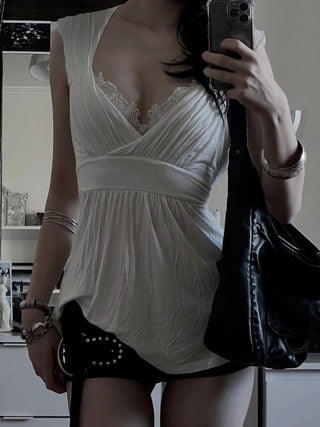 lace pleated Top