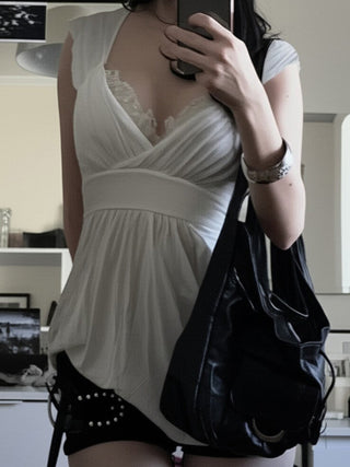 lace pleated Top