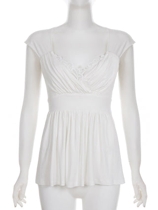 lace pleated Top
