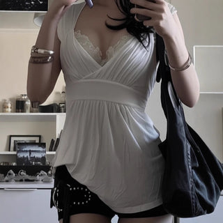 lace pleated Top