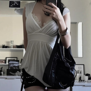 lace pleated Top