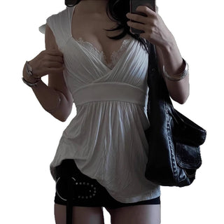 lace pleated Top