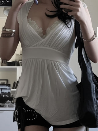 lace pleated Top