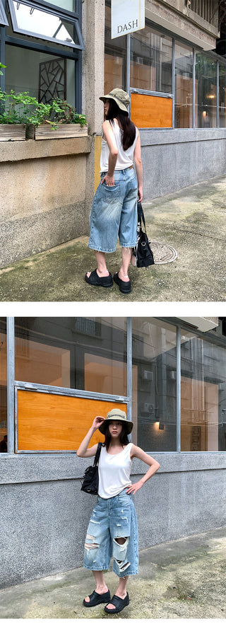 street cropped jeans