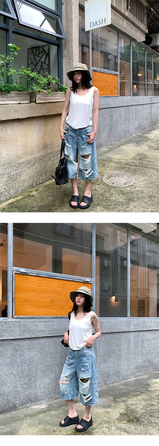 street cropped jeans