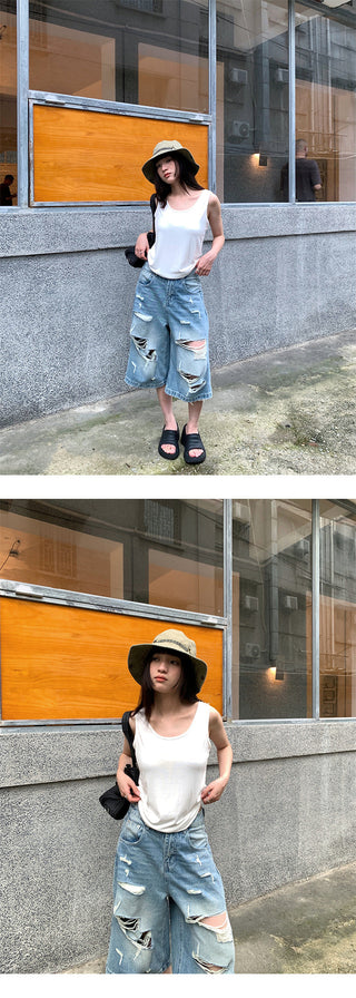 street cropped jeans