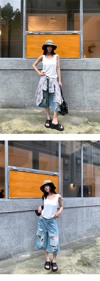 street cropped jeans
