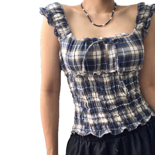 plaid lace Top