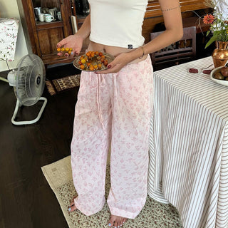 floral woven pants