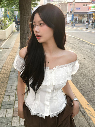 lace off-neck Top