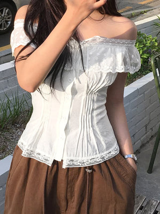 lace off-neck Top