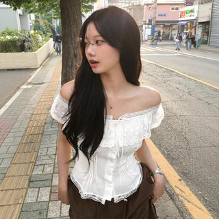 lace off-neck Top