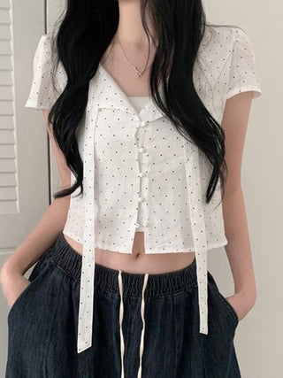 polka dot lace Top