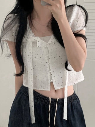 polka dot lace Top