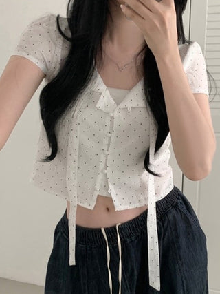polka dot lace Top