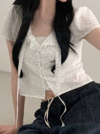 polka dot lace Top