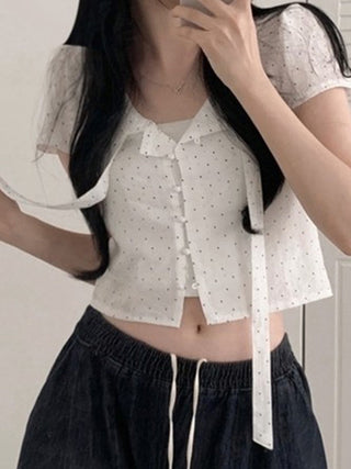 polka dot lace Top