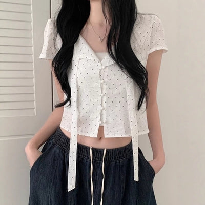 polka dot lace Top
