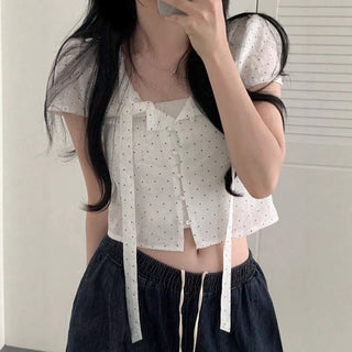 polka dot lace Top