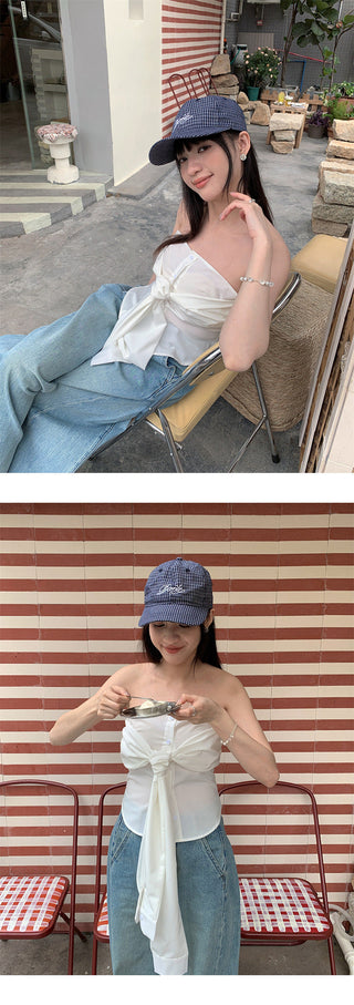 lace-up tube top
