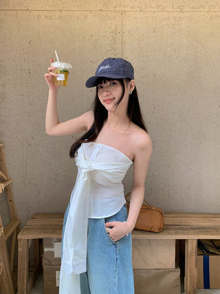 lace-up tube top