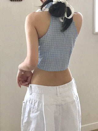 plaid halter Top