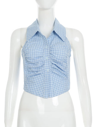 plaid halter Top