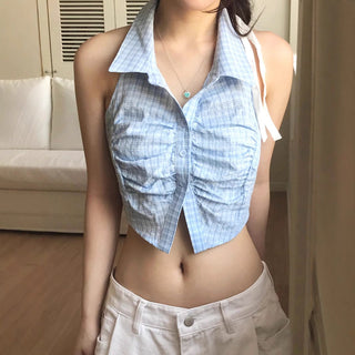 plaid halter Top