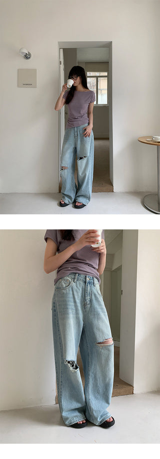 straight ripped jeans