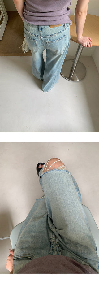 straight ripped jeans