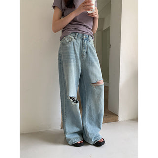 straight ripped jeans