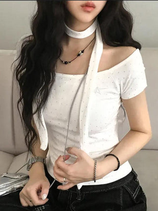 polka dot scarf top