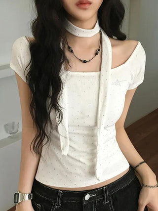 polka dot scarf top