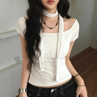 polka dot scarf top
