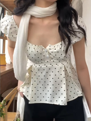 polka dot puff Top