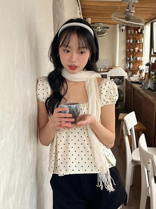 polka dot puff Top
