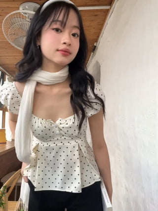 polka dot puff Top
