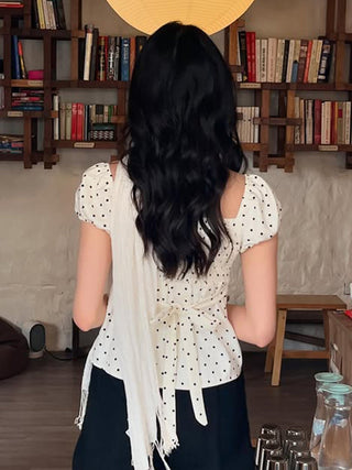 polka dot puff Top