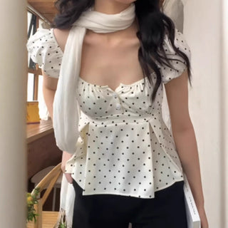 polka dot puff Top