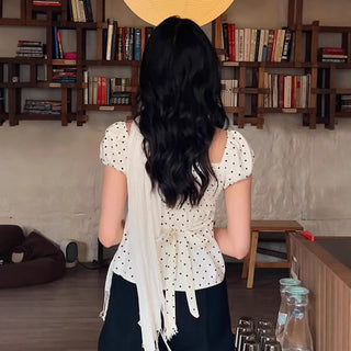 polka dot puff Top