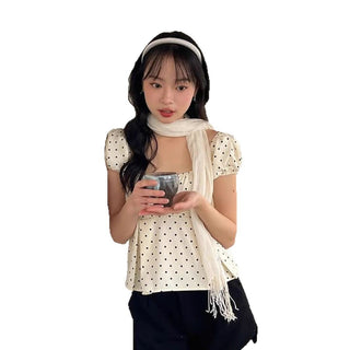 polka dot puff Top
