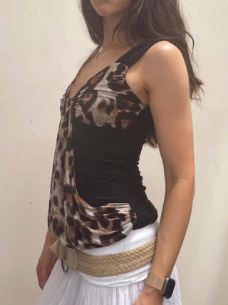 leopard mesh Top