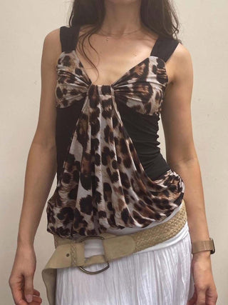 leopard mesh Top