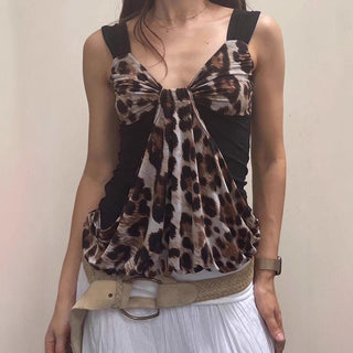 leopard mesh Top