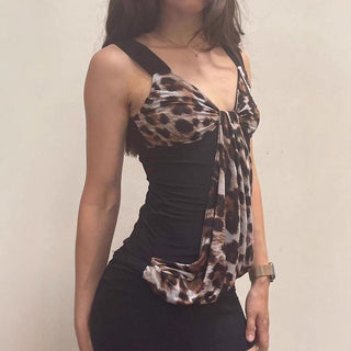leopard mesh Top
