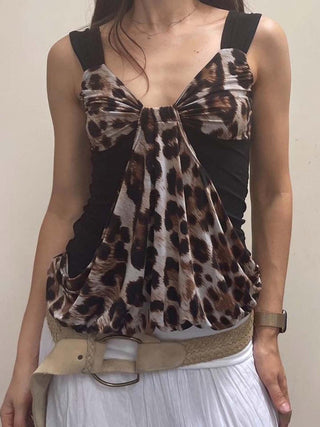 leopard mesh Top