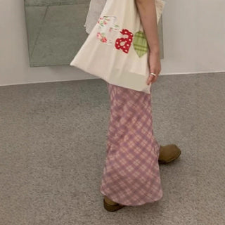 pink plaid skirt