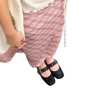 pink plaid skirt