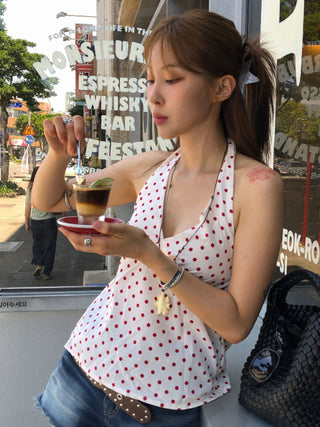 polka dot halter Top