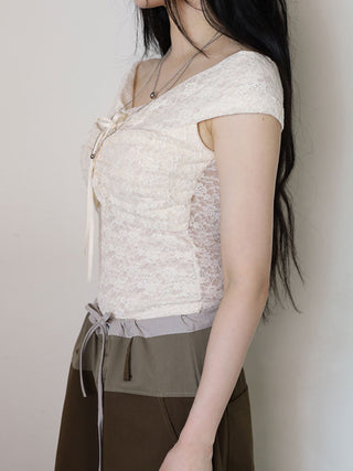 off-shoulder lace top